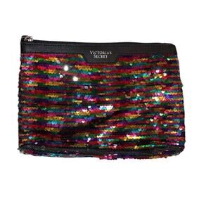 Victoria’s Secret Multicolor Sequin Zip Cosmetic Pouch Clutch